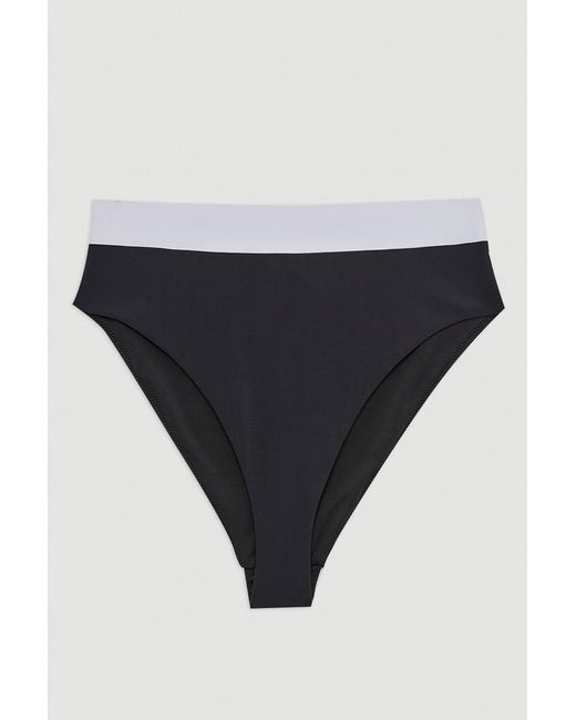 Karen Millen Blue High Waist High Cut Bikini Bottoms