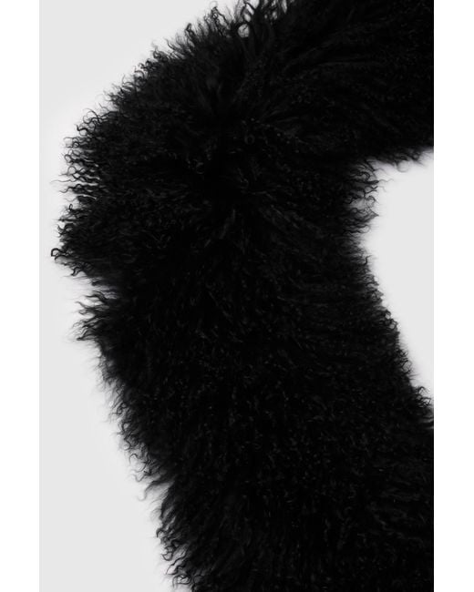 Karen Millen Black Mongolian Wool Scarf