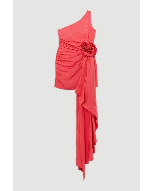 Karen Millen Taffeta Bandeau Tailored Rosette Drape Mini Dress