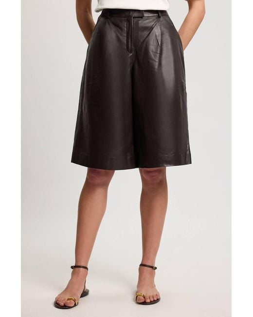 Karen Millen Brown Leather City Shorts