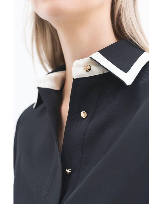 Karen Millen Black Forever Colour Block Twill Woven Shirt