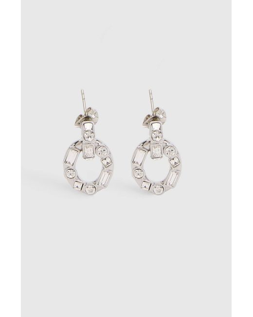 Karen Millen Black Crystal Chain Link Drop Earrings