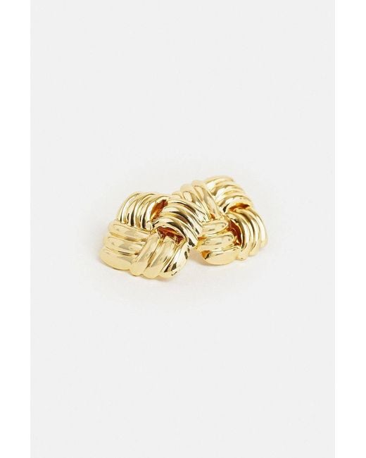 Karen Millen Metallic Quilted Stud Earrings