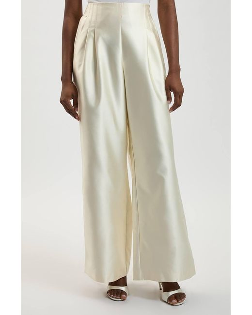 Karen Millen Natural Structured Satin Tailored Trouser