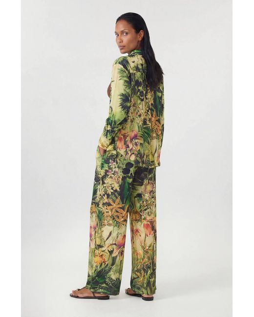 Karen Millen Green Beach Tropical Spun Viscose Cover Up Trouser