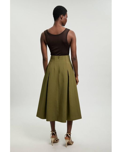Karen Millen Green Viscose Blend Tailored Full Skirt