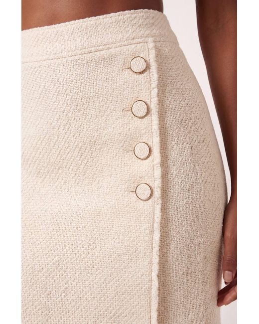 Karen Millen Pink Texture Tweed Button Midi Pencil Skirt