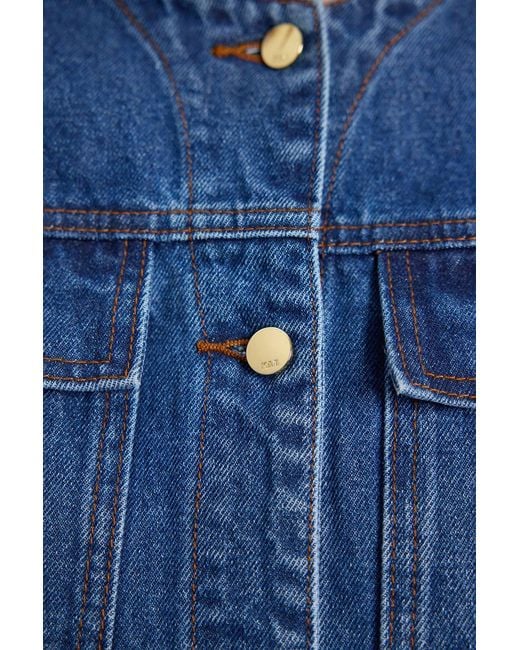 Karen Millen Blue Denim Button Though Rounded Sleeve Jacket