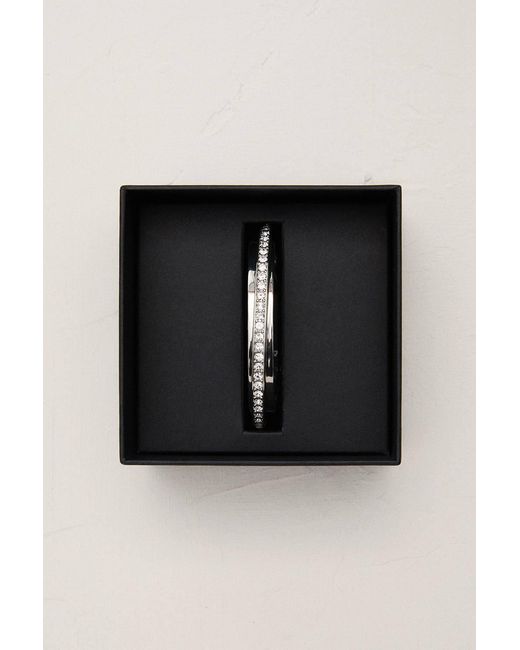 Karen Millen Natural Tone Crystal Diagonal Cuff Bracelet