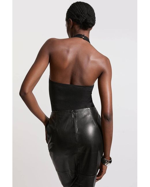 Karen Millen Black Stretch Cotton Jersey Halter Jersey Bodysuit