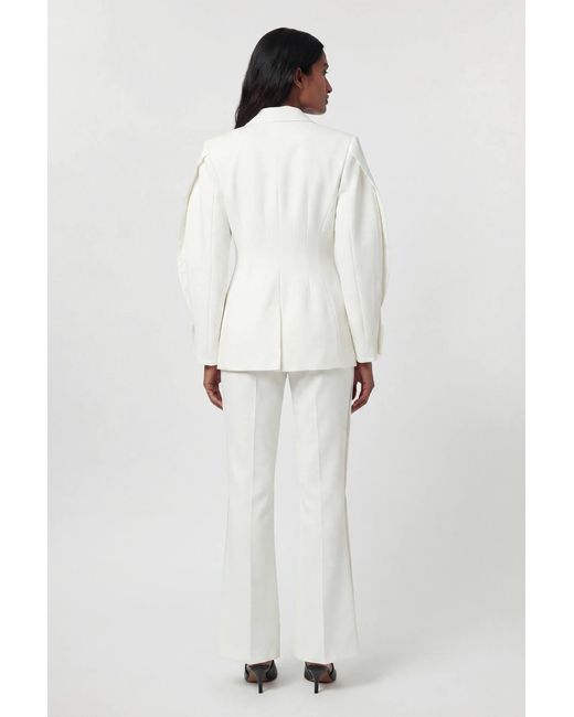Karen Millen White Compact Stretch Sculpted Waist Tailored Blazer