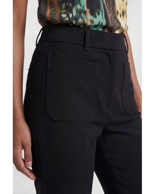 Karen Millen Black Compact Stretch Pocket Straight Leg Trousers