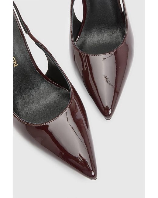 Karen Millen White Patent Leather Slingback Heeled Shoe