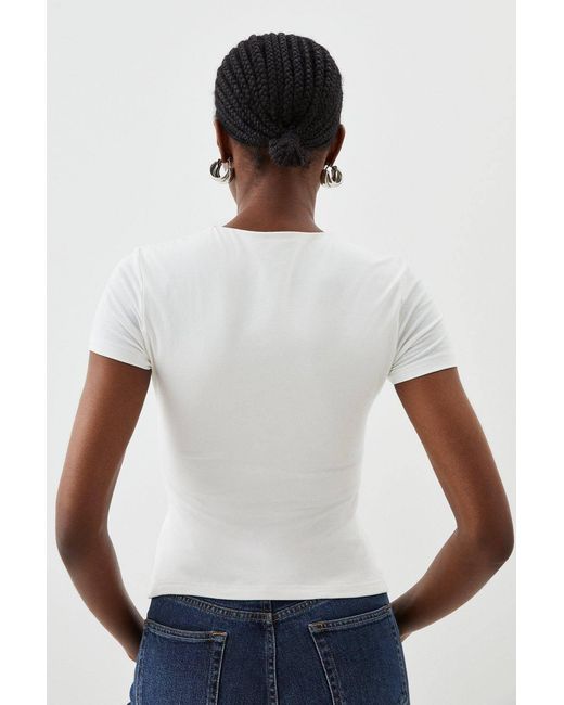 Karen Millen White Stretch Cotton T-Shirt