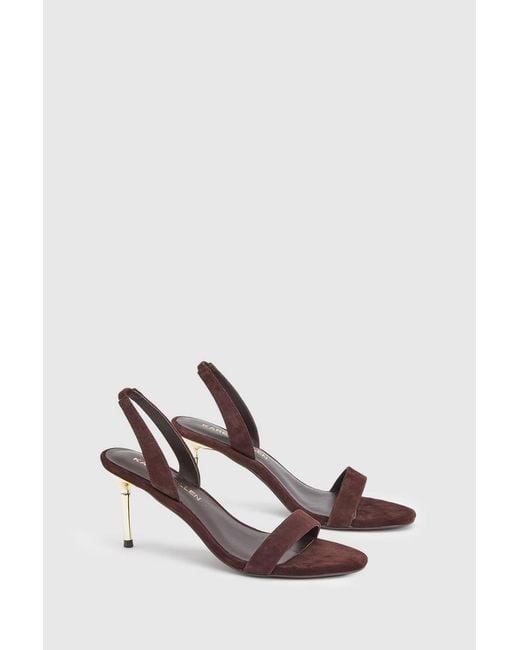 Karen Millen Brown Leather Strappy Metallic Heeled Sandal