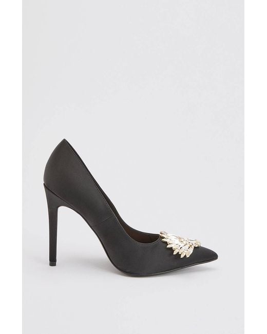 Karen Millen White Satin Stiletto Embellished Heeled Shoe