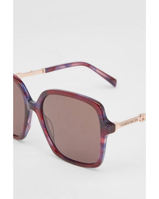 Karen Millen Brown Tortoise Shell Rounded Sunglasses