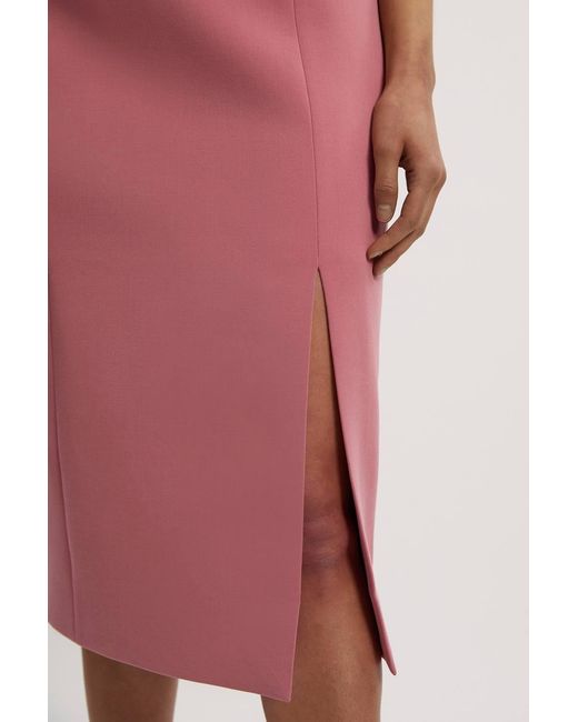 Karen Millen Compact Stretch Bow Tie Neck Tailored Pencil Midi Dress