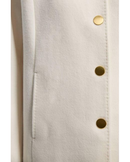 Karen Millen Natural Brushed Wool Detachable Scarf Tailored Short Coat