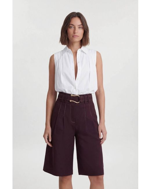 Karen Millen White Cotton Sleeveless Puffball Shirt
