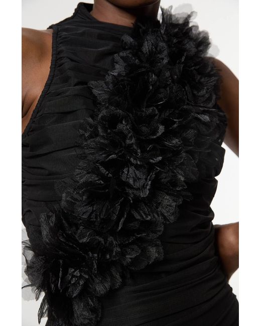 Karen Millen Black Gathered Fabric Bandage Knitted Maxi Dress