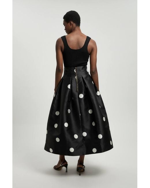 Karen Millen White Petite Spot Woven Twill Prom Skirt