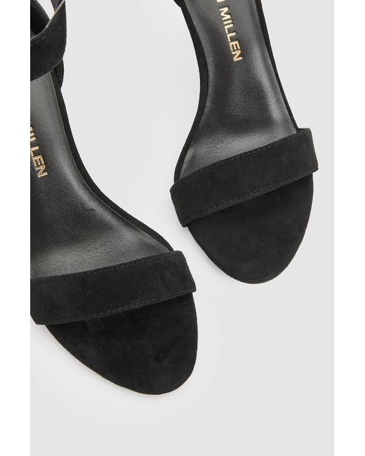 Karen Millen Black Leather Turn Lock Detail Heeled Sandal