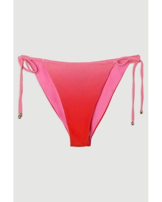 Karen Millen Red Slinky Ombre Tie Side Bikini Bottoms