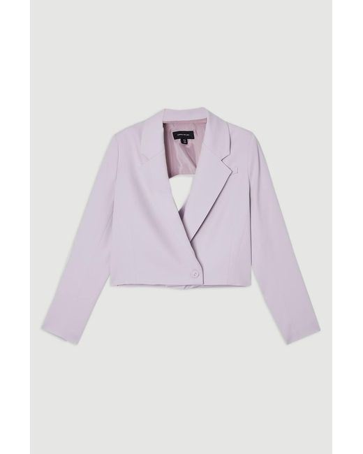 Karen Millen Purple Digital Ophelia Polished Tailored Cowl Back Single Breasted Blazer