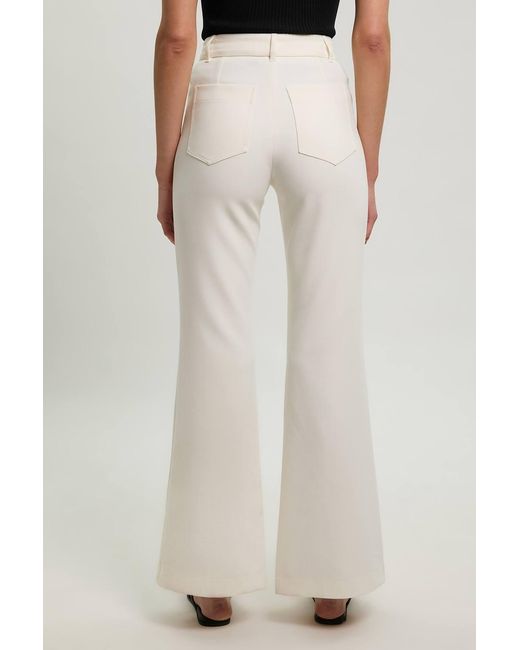 Karen Millen White Petite Compact Stretch Pocket Straight Leg Trousers