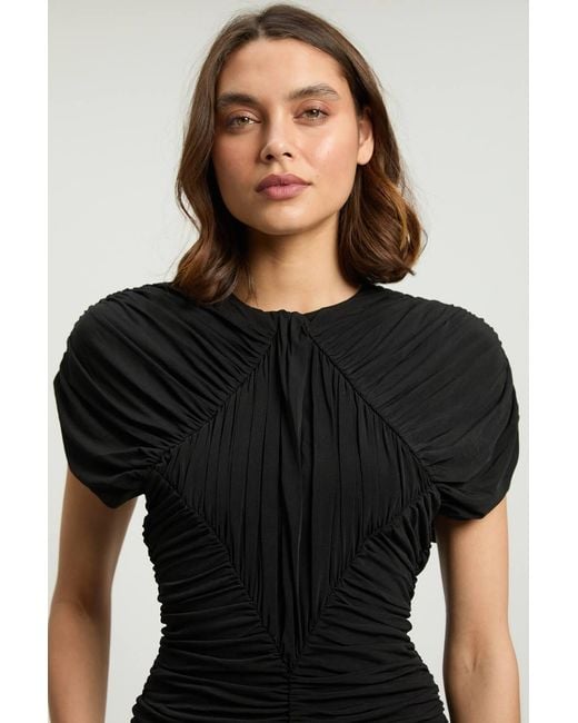 Karen Millen Black Premium Ruched Jersey Cut Out Back Top
