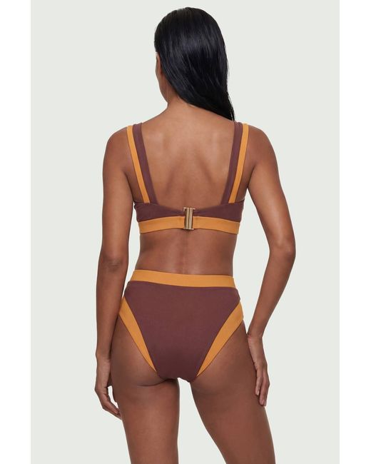 Karen Millen Brown Contrast Trim Bikini Top