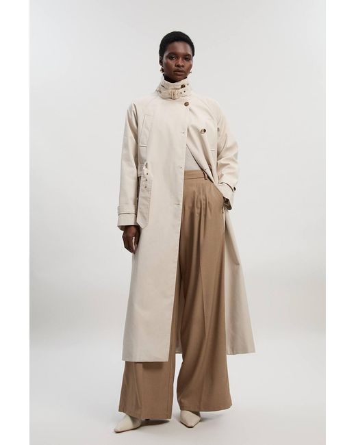 Karen Millen Natural Funnel Neck Trench Coat