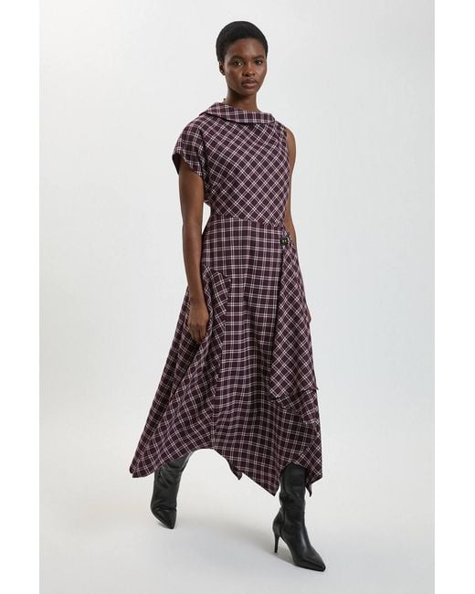 Karen Millen Purple Check Tailored Dress