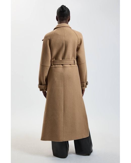 Karen Millen Natural Wool Tailored Trench Coat