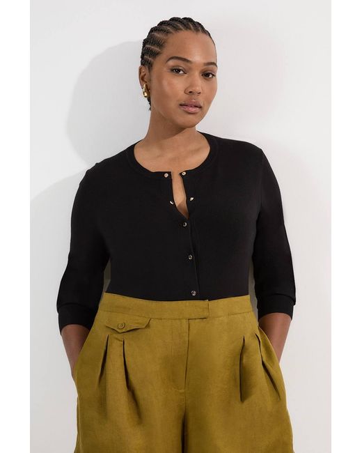 Karen Millen Green Plus Size Viscose Blend Popper Knitted Cardigan Sweater