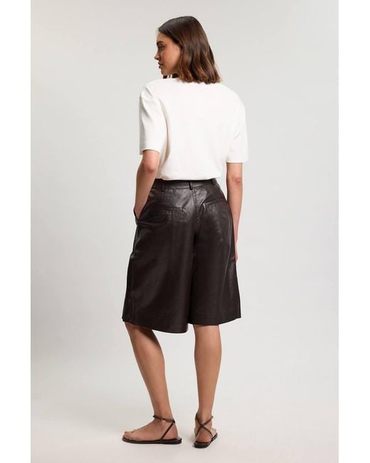 Karen Millen Brown Leather City Shorts