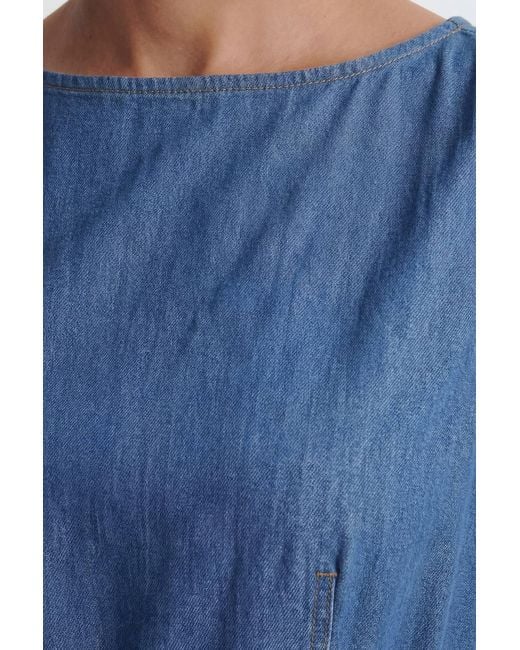 Karen Millen Blue Denim Belted Full Skirt Tailored Dress