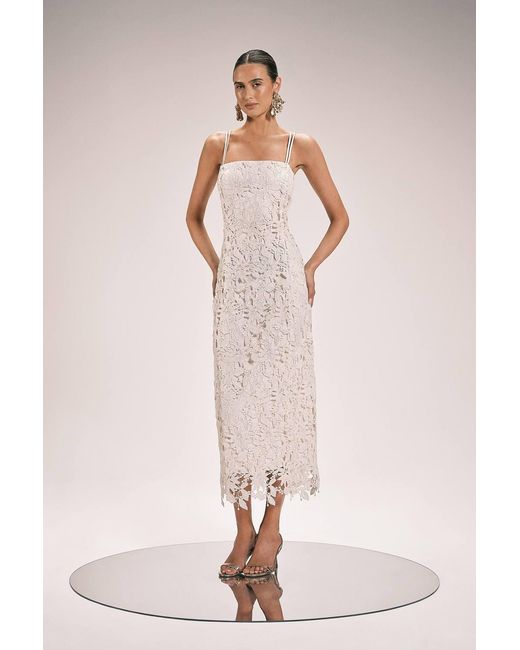 Karen Millen Pink Lace Detail Strappy Midi Dress