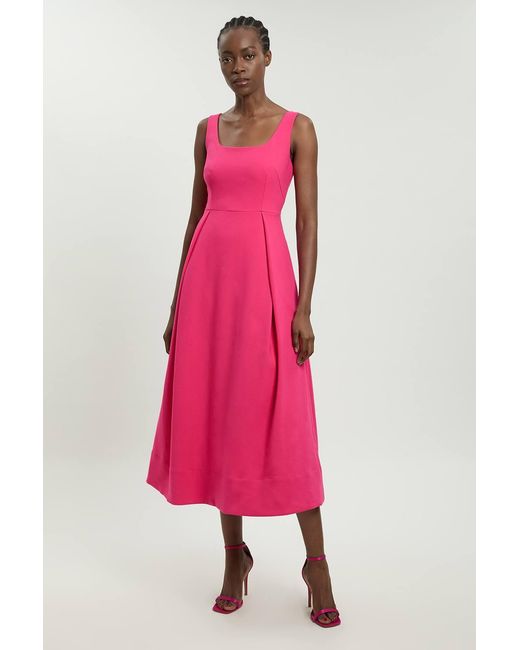 Karen Millen Pink Tailored Full Skirt Midi Dress