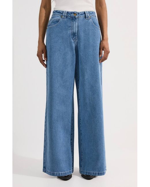 Karen Millen Blue Denim Soft Wash Relaxed Straight Leg Jeans