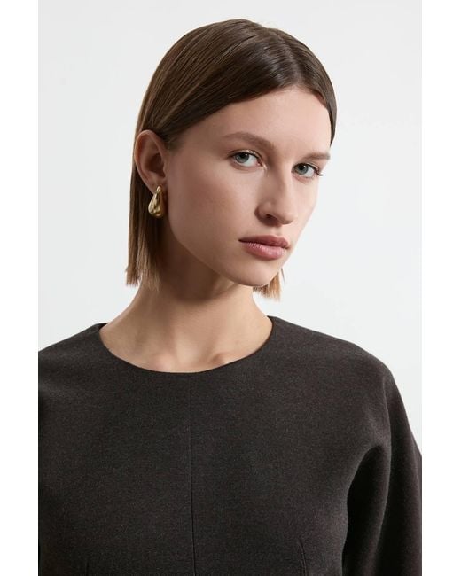 Karen Millen Black Flannel Tailored Belted Dress