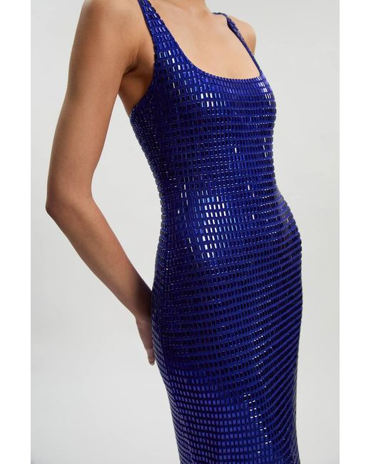 Karen Millen Blue Premium Crystal Embellished Midi Dress