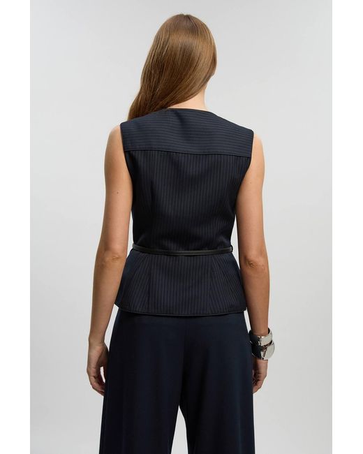 Karen Millen Blue Tailored Pinstripe Belted Peplum Jacket