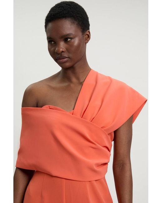 Karen Millen Compact Viscose Stretch Tailored Off Shoulder Jumpsuit