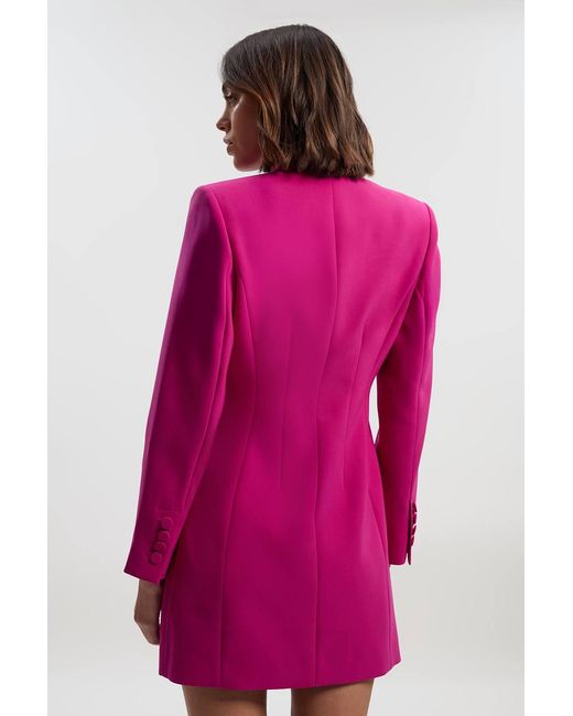 Karen Millen Pink Polished Tailored Double Breasted Blazer Mini Dress