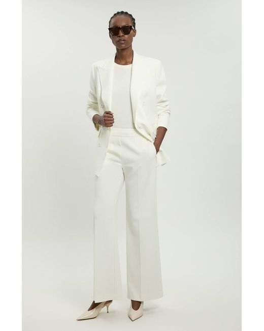 Karen Millen Natural Petite Tailored Double Breasted Ruched Sleeve Blazer