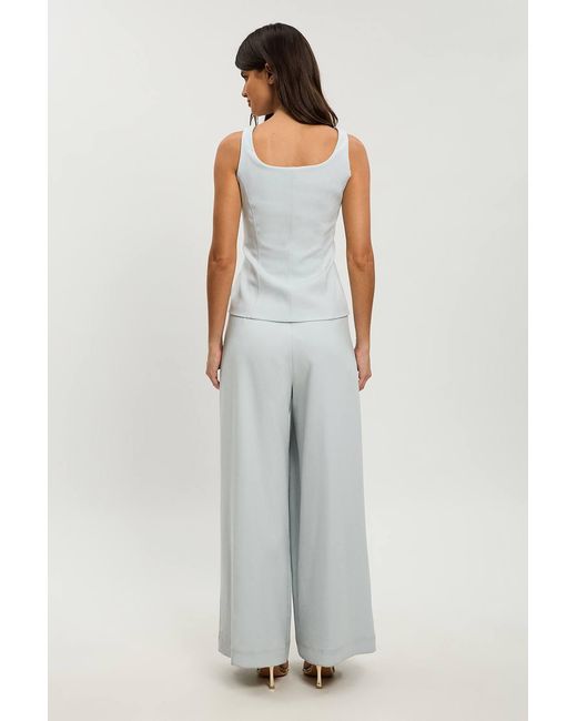 Karen Millen Gray Petite Compact Stretch Peplum Wide Leg Jumpsuit