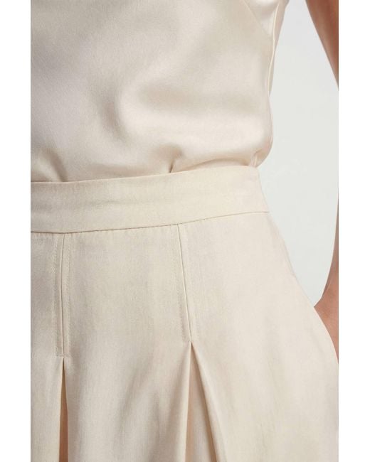 Karen Millen Natural Petite Hammered Satin One Shoulder Woven Top