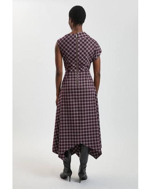 Karen Millen Purple Petite Check Tailored Dress
